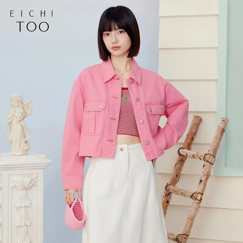 A爱居兔新款时尚减龄工装风牛仔外套EWNAJ1P001A