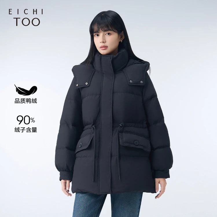 9009爱居兔24冬季新款收腰显瘦保暖防风连帽羽绒服EWRAJ4P734A