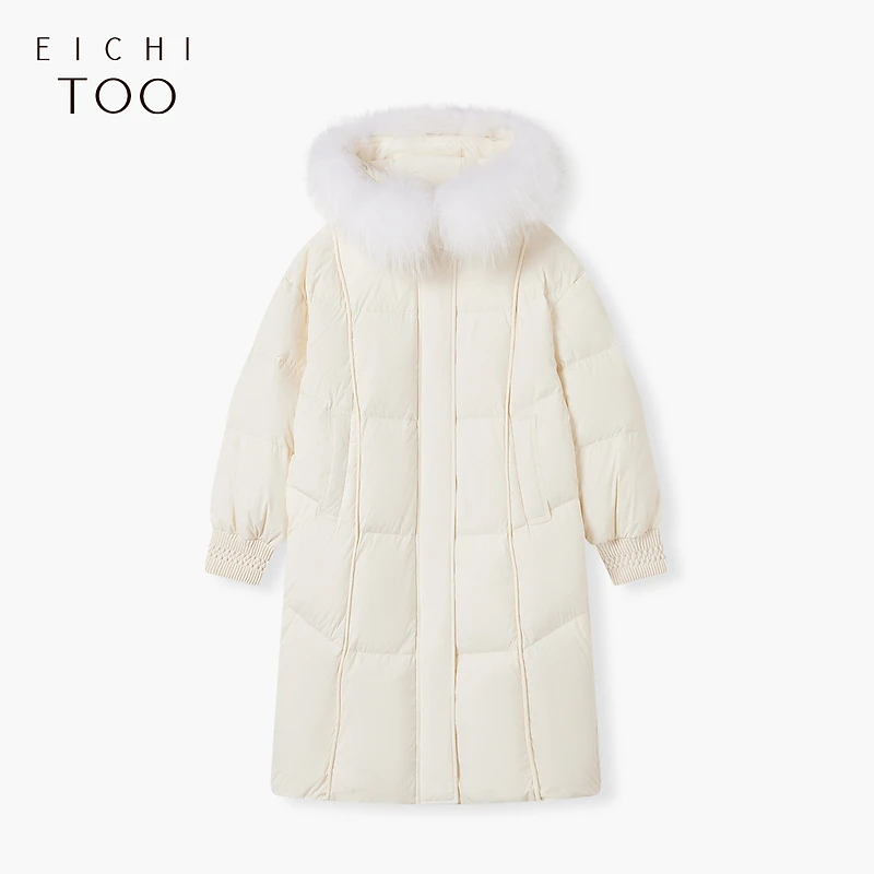 【晚晚专属】爱居兔时尚柔软中长款纯色连帽羽绒服EWRAJ4N034A