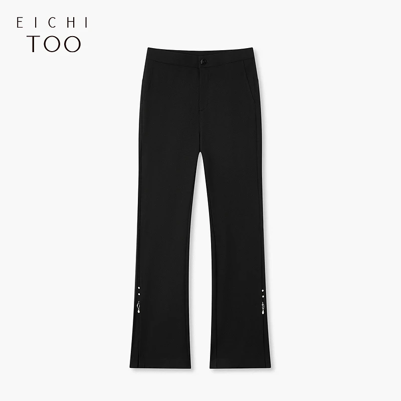 A爱居兔新款淑女优雅侧边开衩设计喇叭裤EKEBJ3P002A