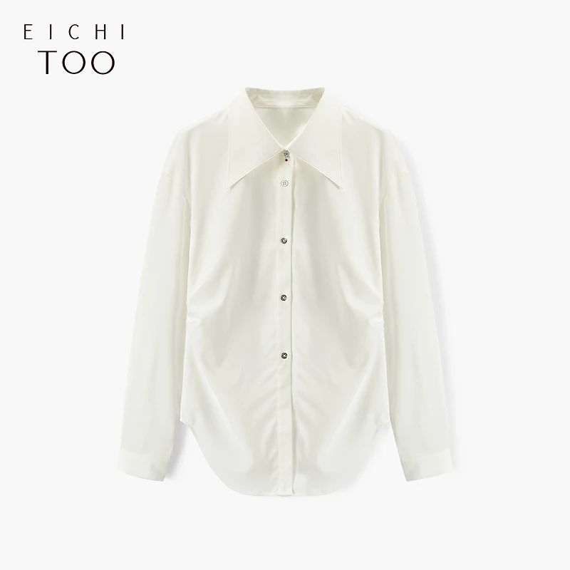 A爱居兔基础版型设计感收腰合体长袖衬衣休闲衬衫ENEAJ1N011A