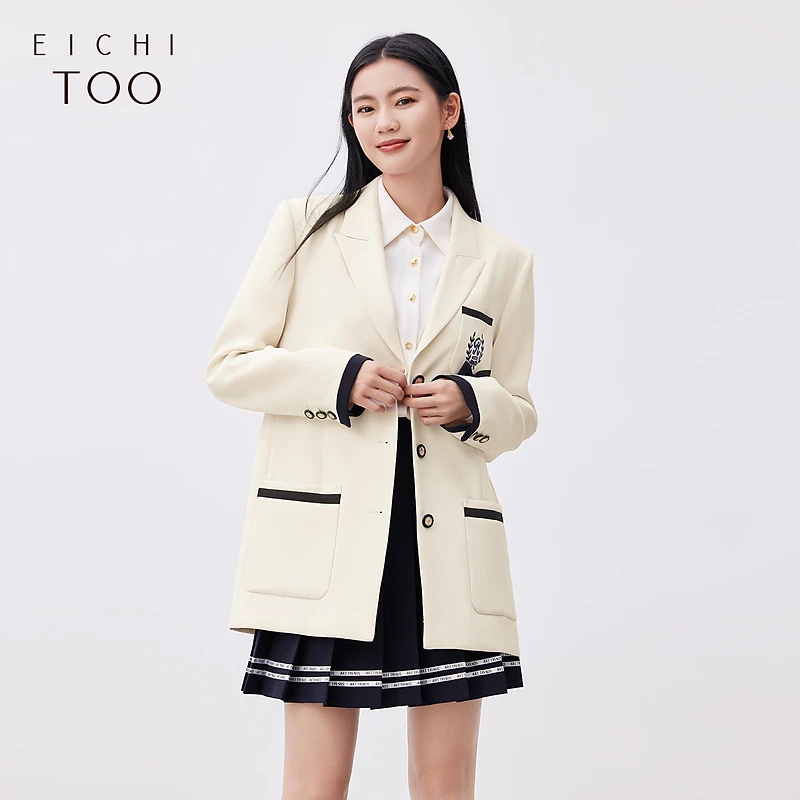 B爱居兔【明星同款】设计师款学院风减龄气质撞色西服EWXSJ1N007A