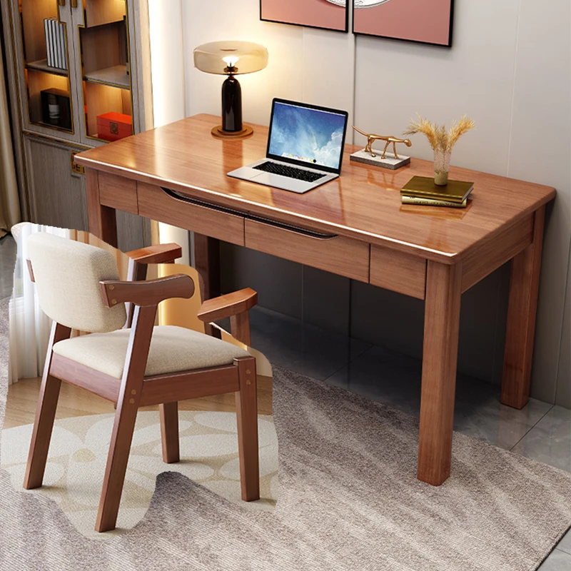 实木书桌学生家用电竞学习写字桌客厅卧室多功能台式电脑桌子