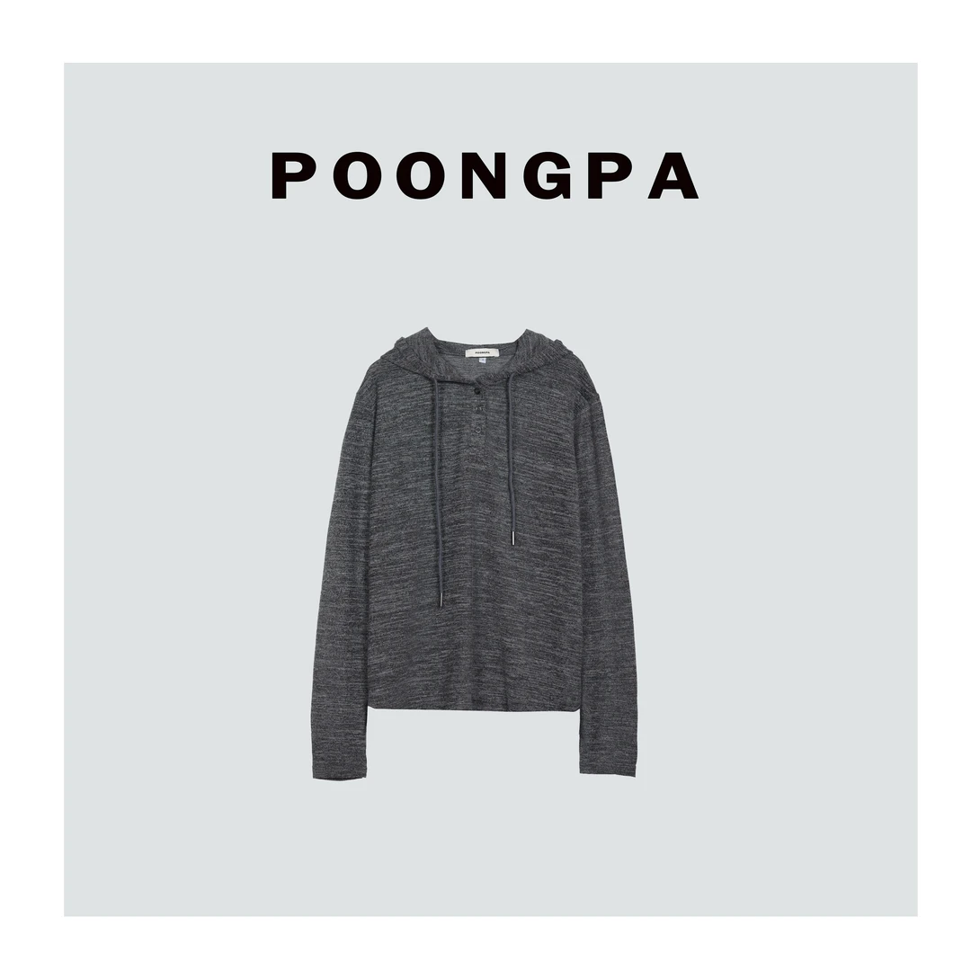 POONGPA/“格雷经典”肌理空气感杂灰长袖打底 /小众设计中大码显瘦