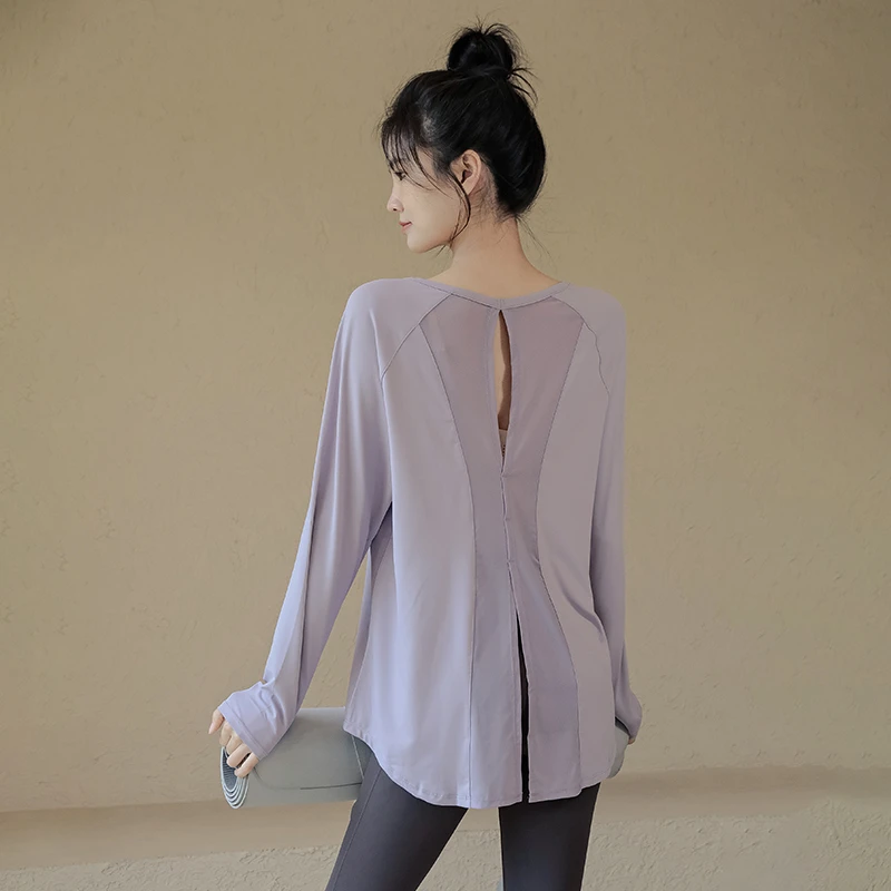 瑜伽服女春夏季运动上衣宽松罩衫显瘦速干长袖外穿跑步训练健身服