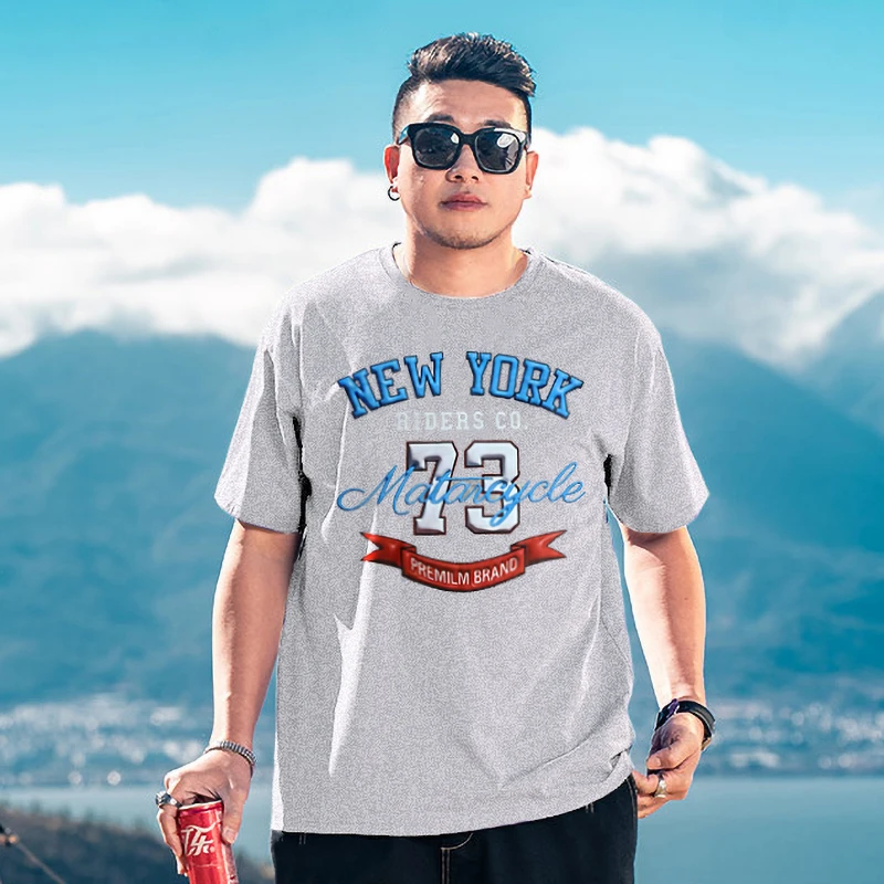 夏新款肥佬大码男装圆领短袖t恤加肥加大圆领弹性胖子t恤男款11XL