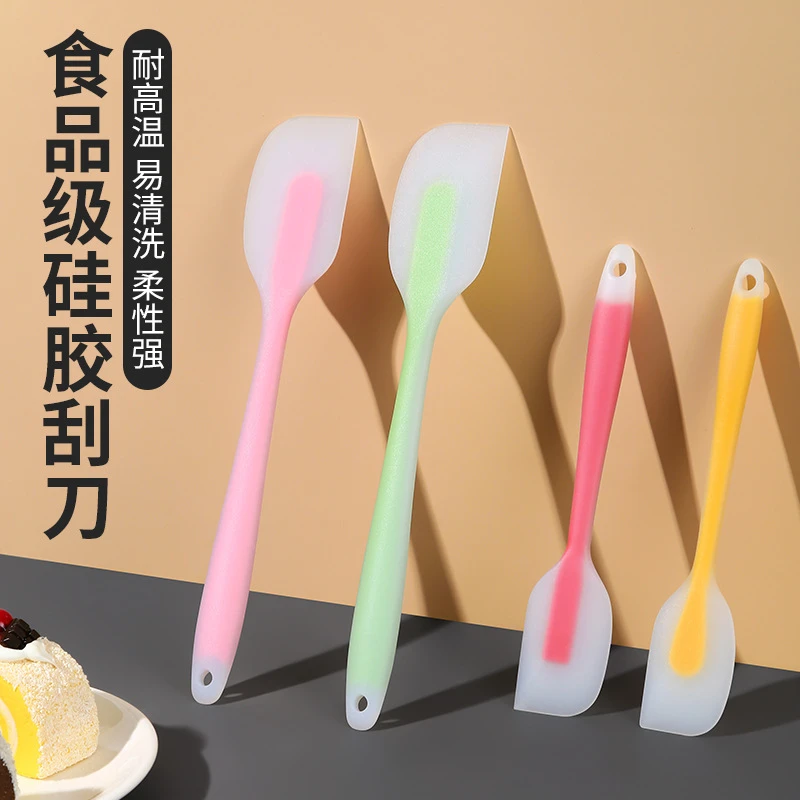 直角一体式宝宝辅食硅胶铲子家用抹刀半透明奶油刮刀铲刀烘焙工具