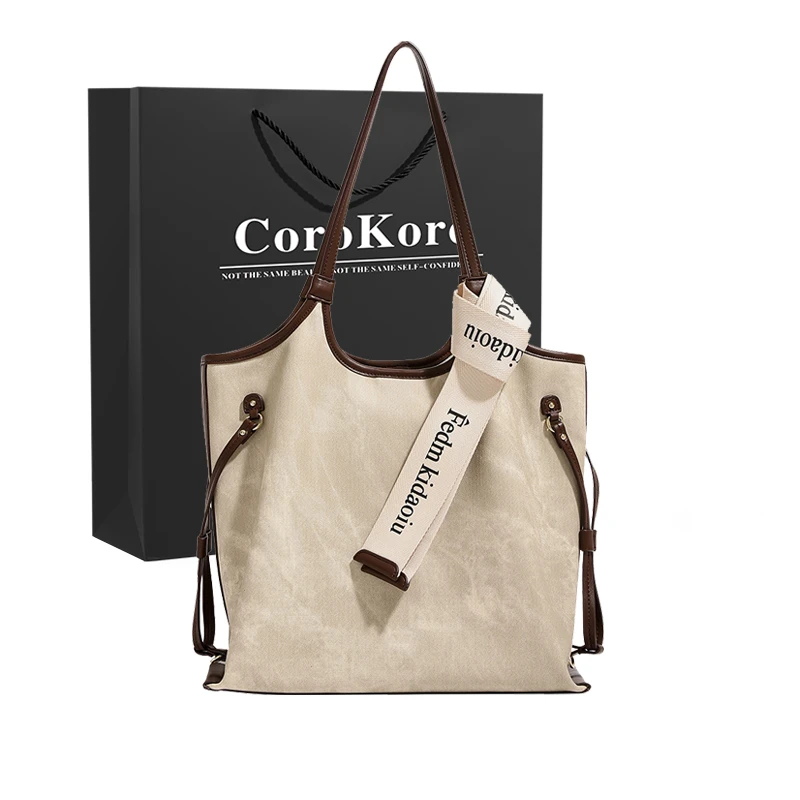 COROKORO2025新款单肩大包高级感休闲百搭通勤大容量手提托特包