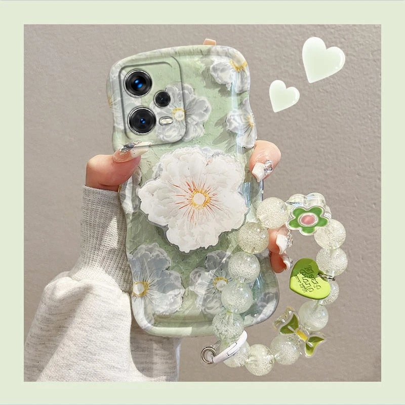 红米note12Pro手机壳女5G网红ins风亮面花朵可爱波浪软壳全包防摔