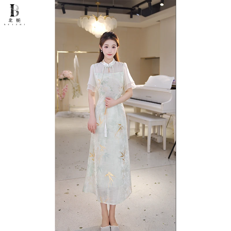 B BEIZHI/北栀【节节高升】中国风旗袍连衣裙长款812656+短款812660
