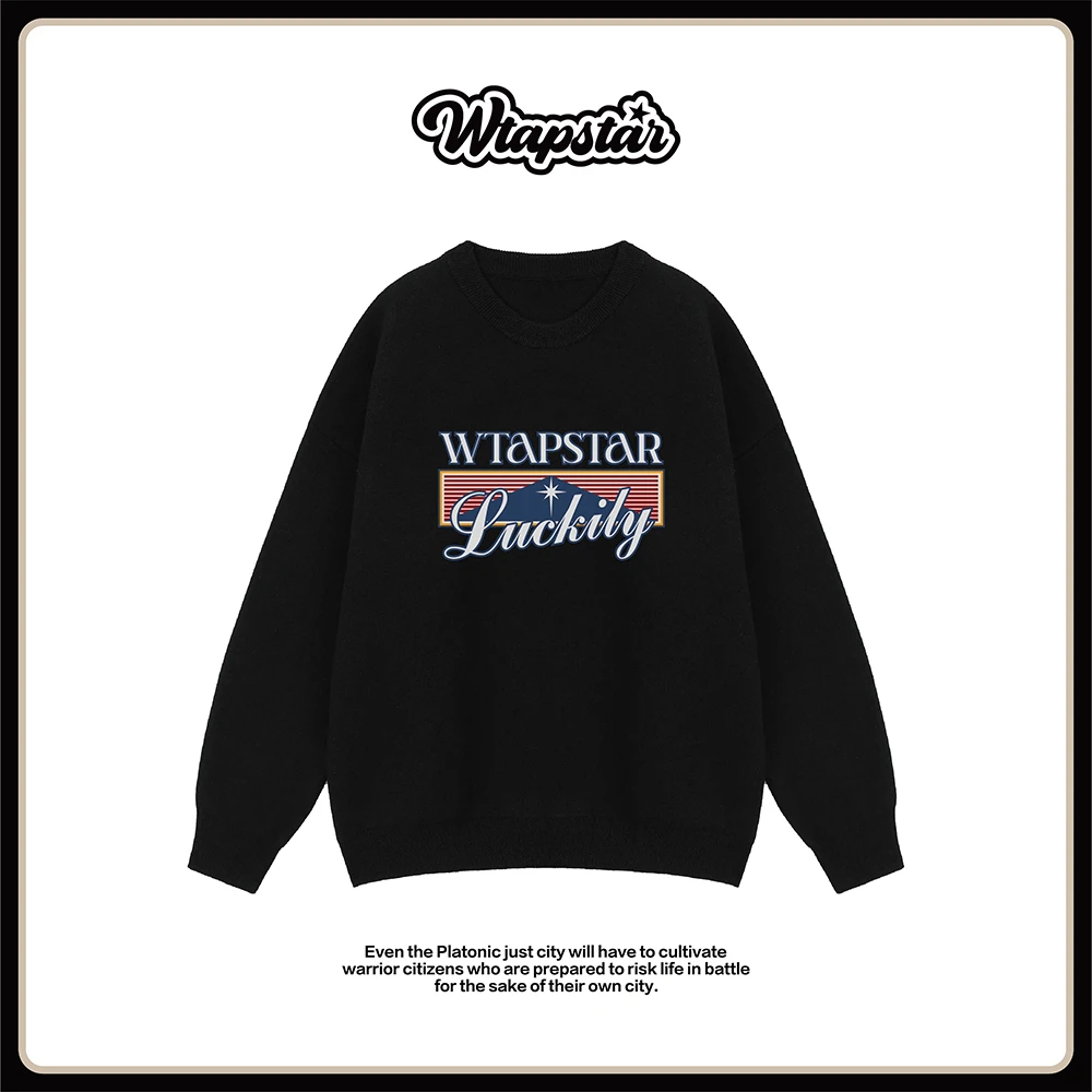 秋冬男女同款宽松美式长袖复古印花潮牌Vintage加绒卫衣百搭款情