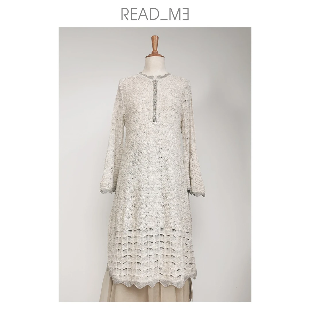 README80240245镶边连衣裙女装连衣裙长袖针织时尚设计师优雅