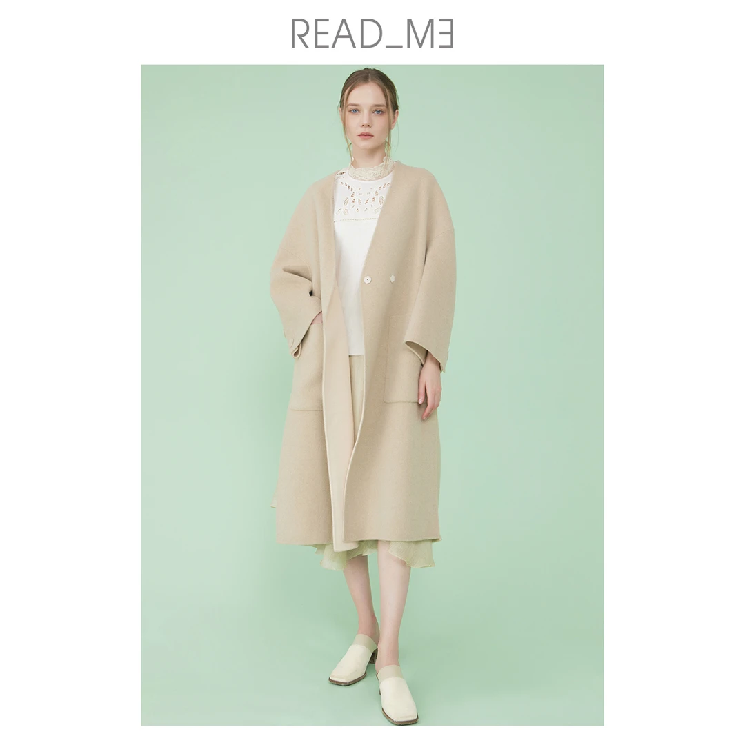 README60917308气质大衣双面呢大衣时尚宽松秋冬中长款女士