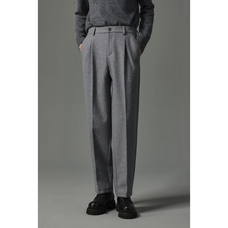 秋冬季新款绵羊毛休闲长裤直筒宽松潮流百搭男柔软舒适时尚FAK31