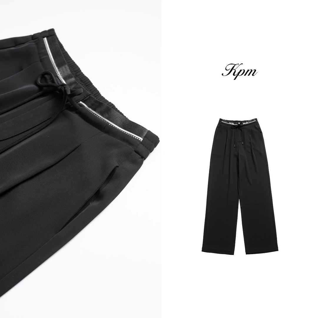 夏季新款时尚轻奢宽松休闲抽绳垂感阔腿裤JN5700