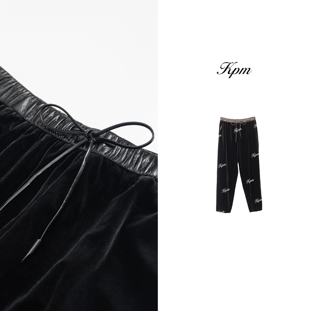 2024新款气质轻奢包边抽绳显瘦修身潮流秋季百搭丝绒束脚裤JN6450