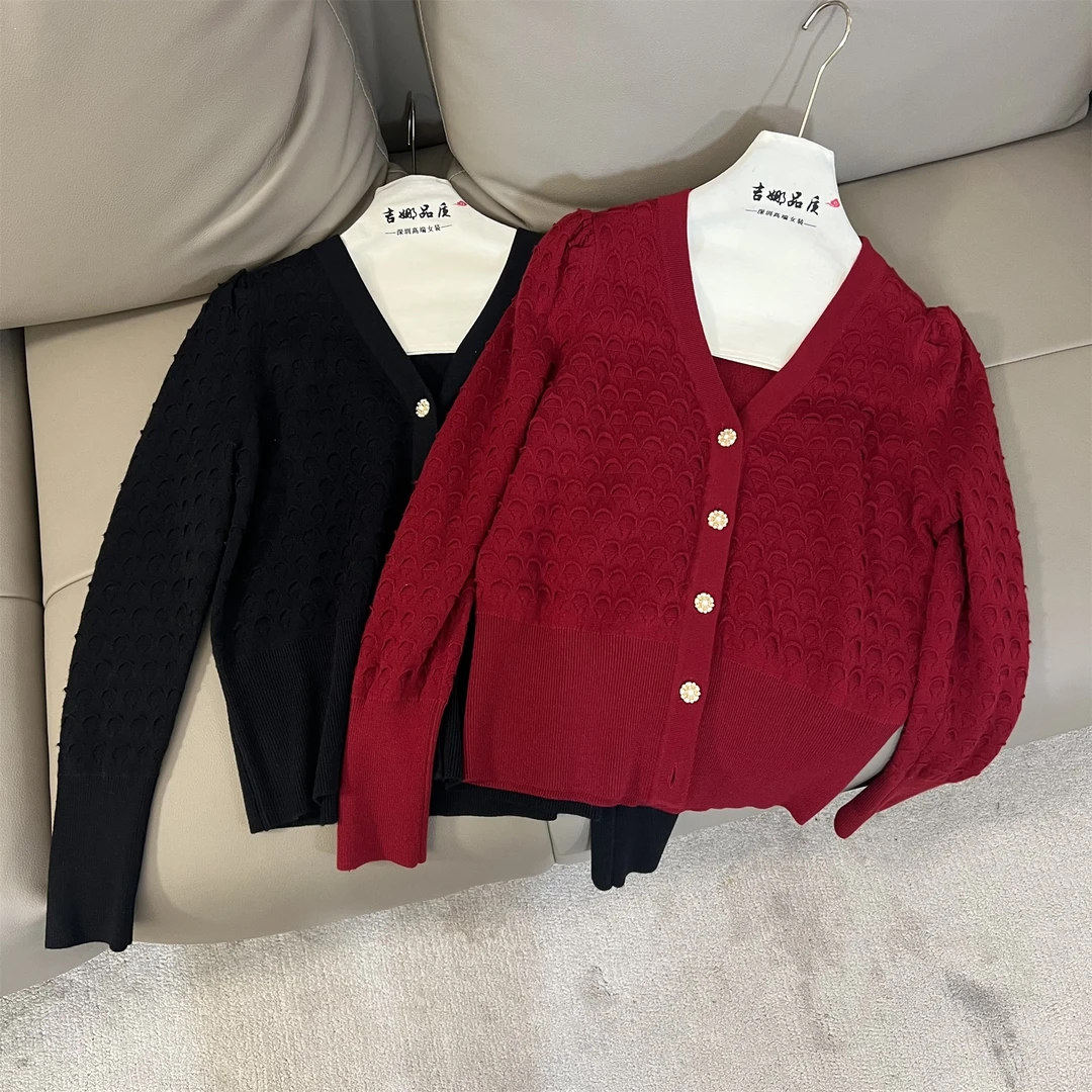 秋冬新款精致时髦气质纯色百搭羊毛开衫JN5144