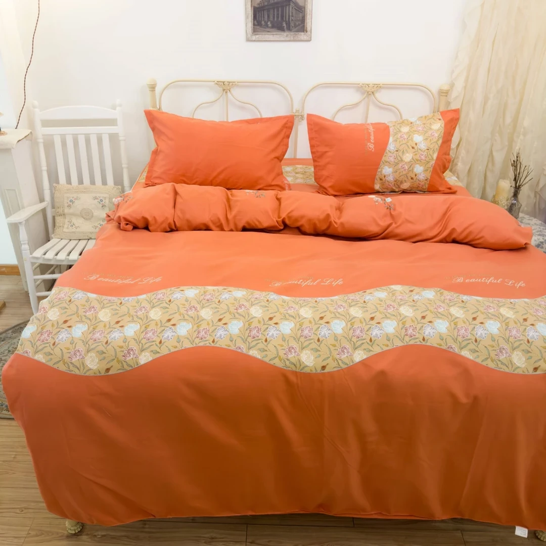 【盛典花枝】自产自销高支高密水洗斜纹棉大床单