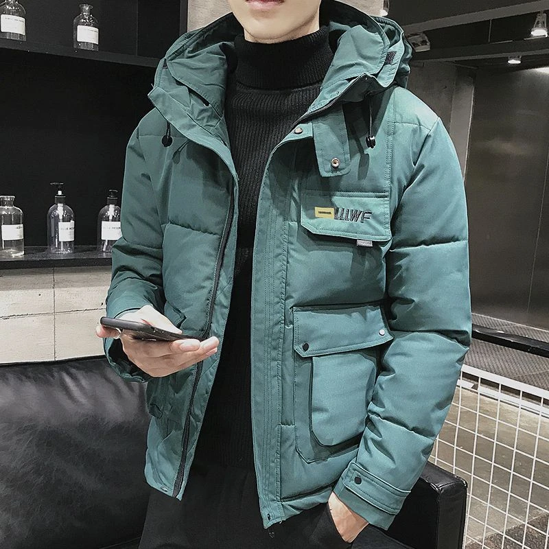 工装衣男士冬季韩版外套冬装ins潮牌宽松大码袄加厚连帽服