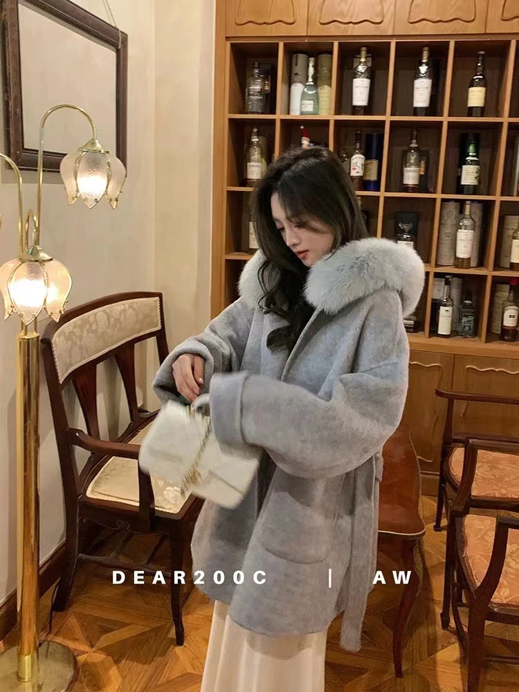 2024秋冬新款中长雪后初霁小个子款ins羊毛大衣冬季