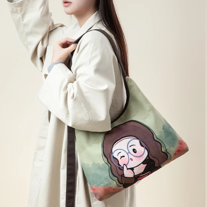 弘娜x皮皮是小羊 原创百搭手提托特包休闲斜挎包可爱上班通勤女包