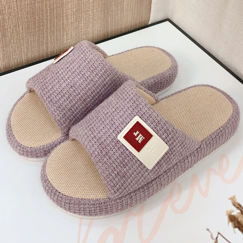 新款居家亚麻拖鞋女士室内家居家用情侣布艺四季棉麻拖鞋外穿防滑