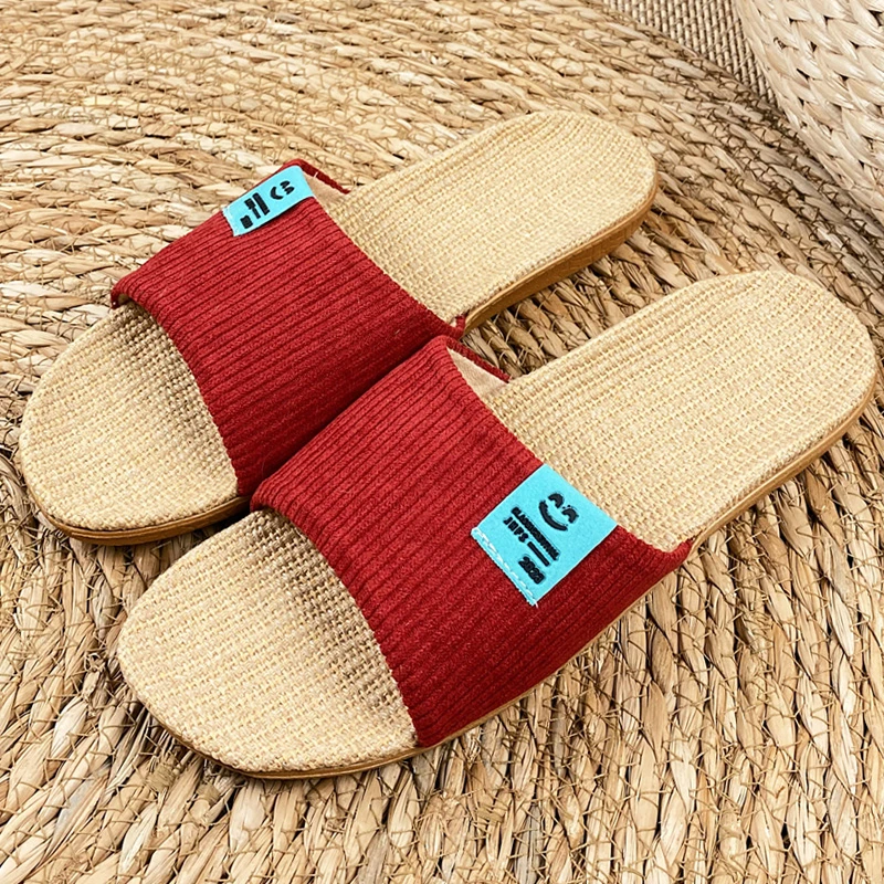 新款亚麻拖鞋女夏季情侣厚底布拖鞋室内耐磨四季外穿舒适家居拖鞋