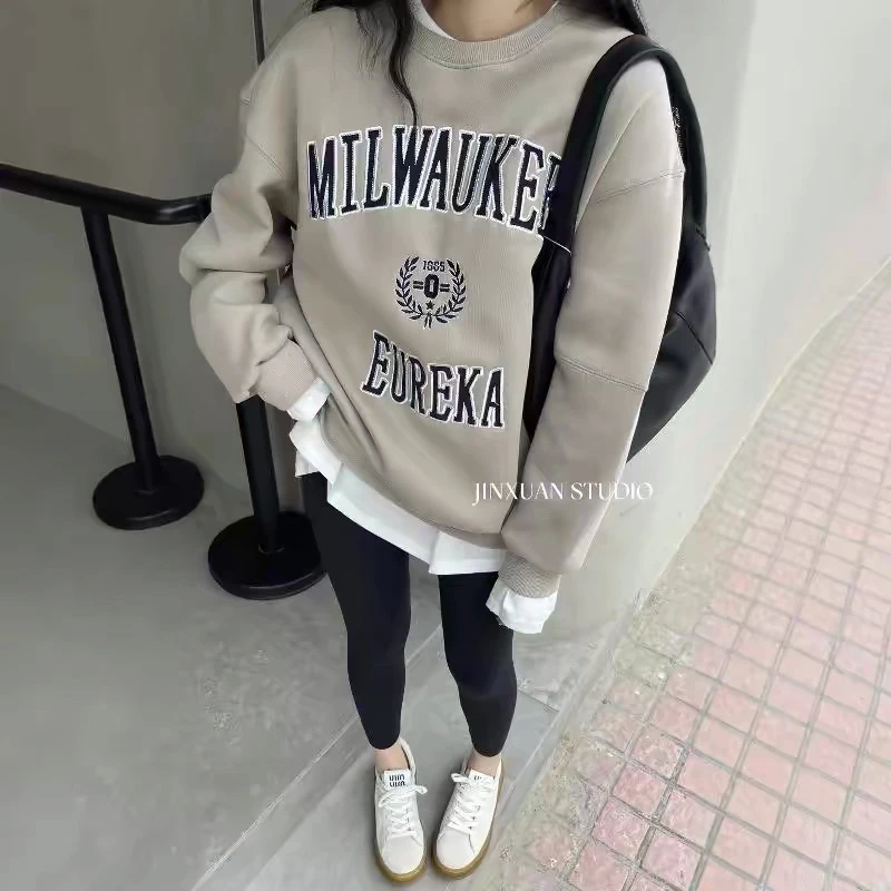 KW【甜酷美式】南油欧货小众设计款重工字母宽松大版卫衣