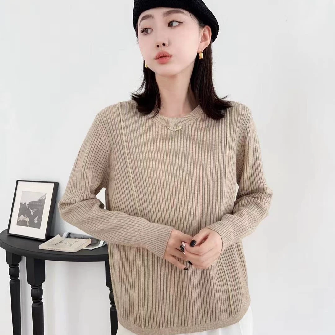 wy-7863-笑脸钻标-双线显瘦冬季新款时尚百搭针织衫