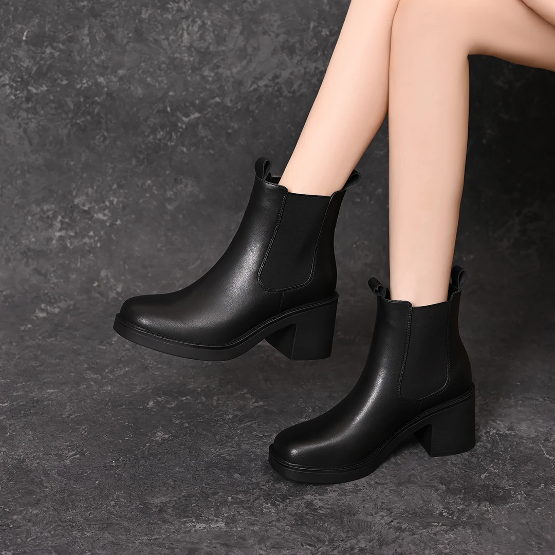 英伦风增高切尔西靴女烟筒靴2025新款秋冬厚底时尚保暖粗跟短靴女