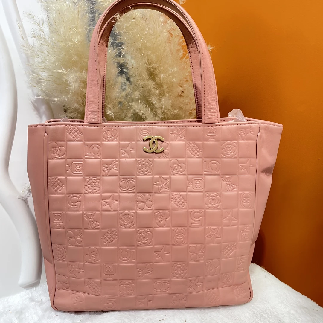 95新 Chanel/香奈儿 金标香奈儿 粉色手提包