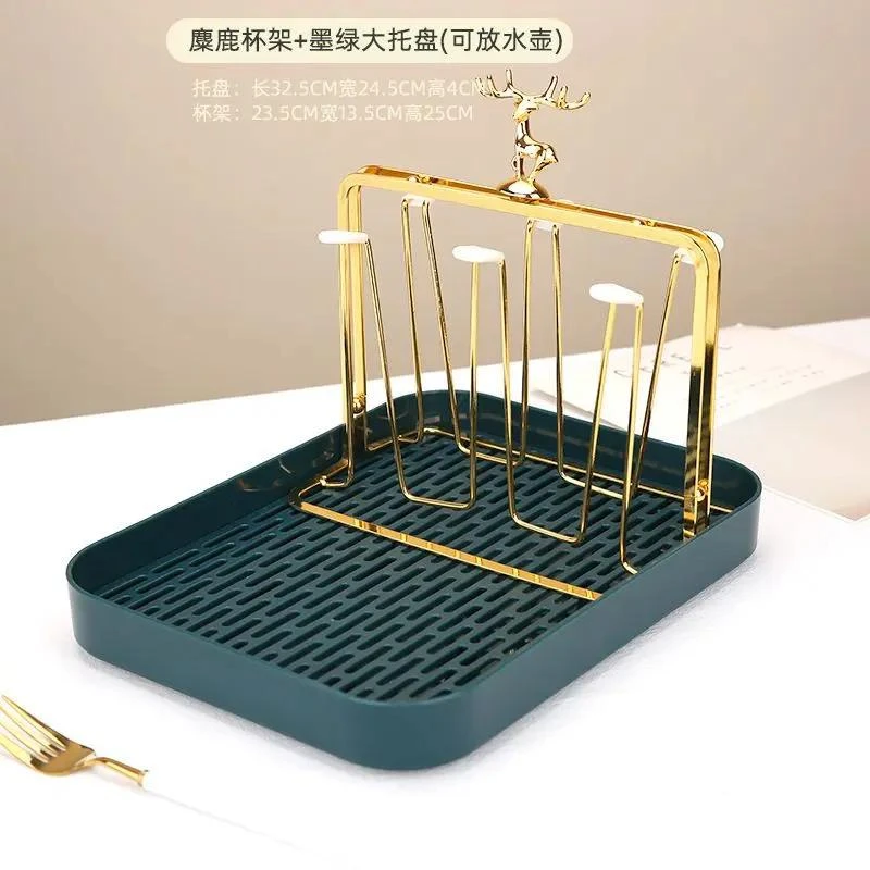 【新疆包邮】麋鹿杯架沥水托盘倒挂长方形金属支架长方形托盘杯架