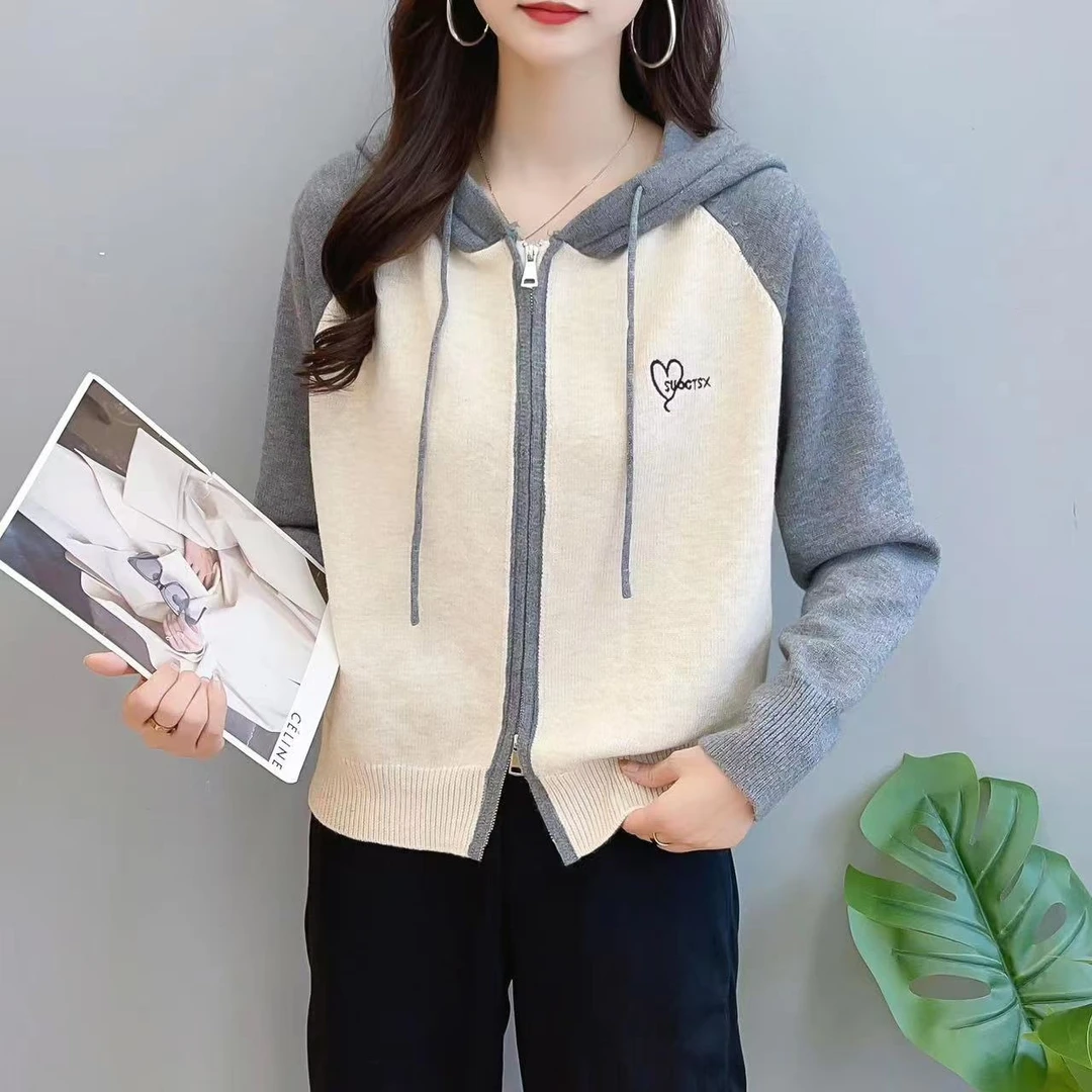 【爱心连帽】女士秋冬新款针织开衫毛衣外套女时尚洋气百搭带帽