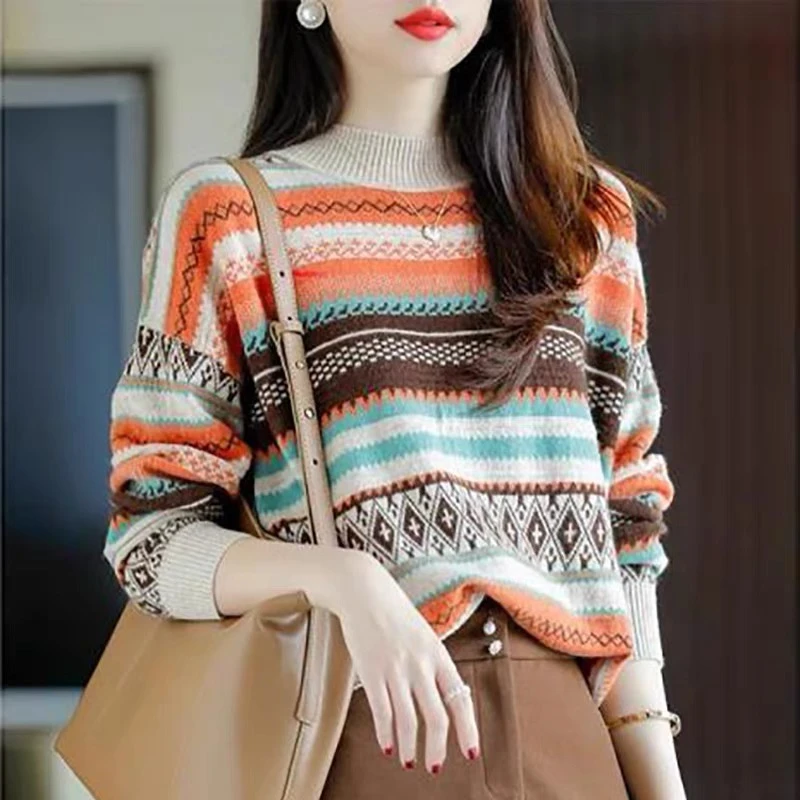 【凤毛菱角】女士上衣针织衫打底衫显瘦套头毛衣