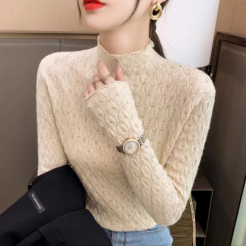 【镇店之宝~眼皮衫】秋冬女士纯色半高领套头打底衫亲肤柔内搭显瘦
