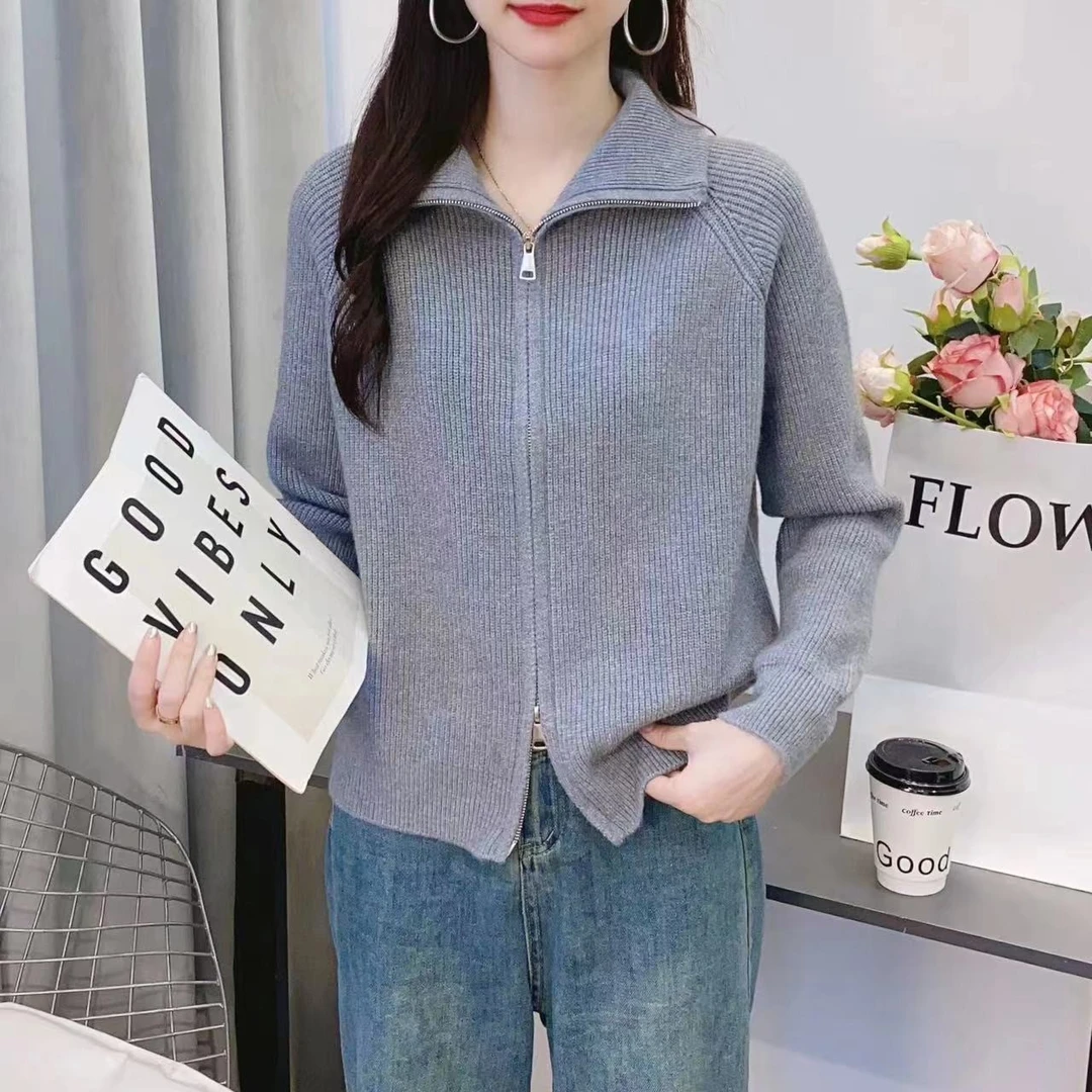 【灰色开衫】网红秋冬新款针织开衫上衣女毛衣外套宽松百搭气质