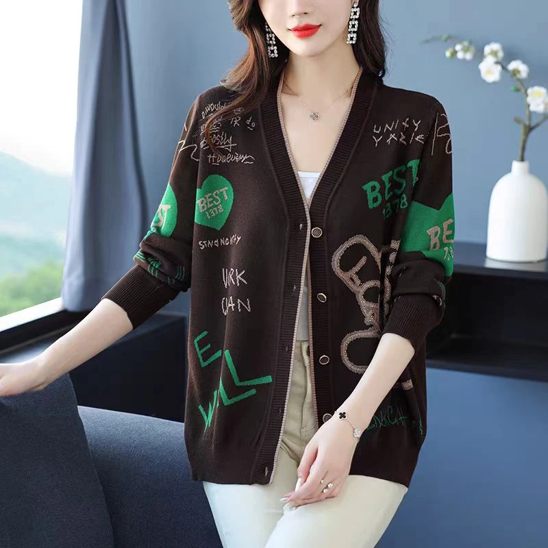 【小熊开衫】2024秋冬新款针织开衫女韩版宽松休闲毛衣外套披肩