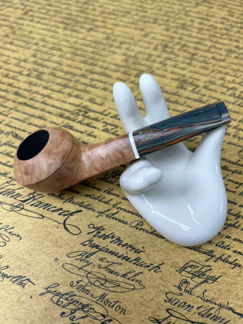 石楠木烟斗浅色坎嘴小牛头3mm烟斗（纹路颜色随机，不支持试用）