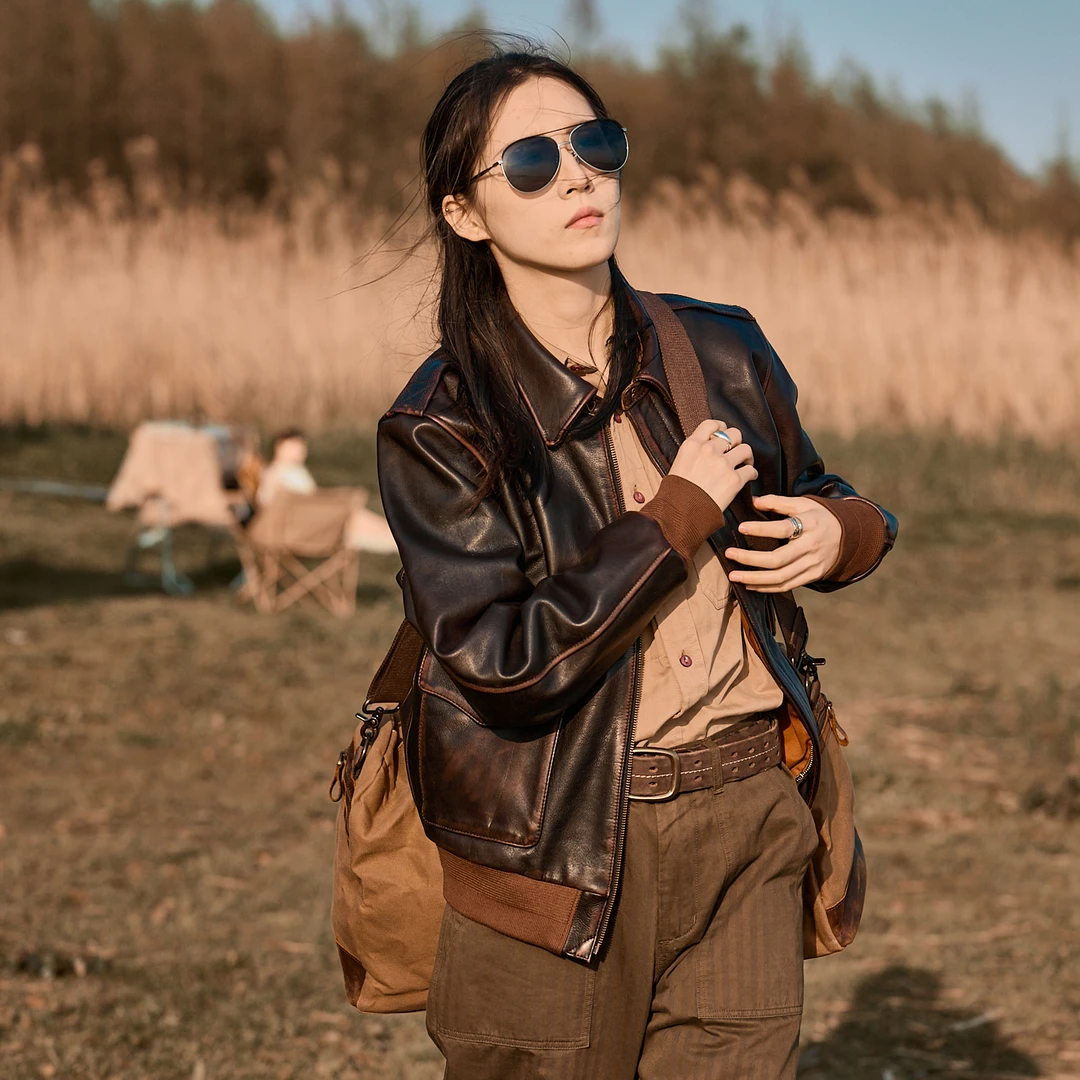 摩叔经典复古高能感军事风A2飞行夹克茶芯擦色大逃亡版本