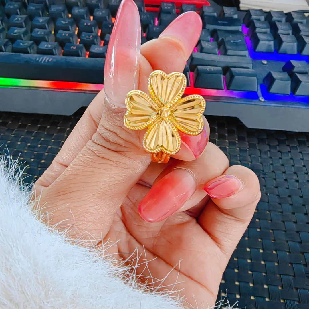 升级版精品 四叶花开口戒指气质名媛女神