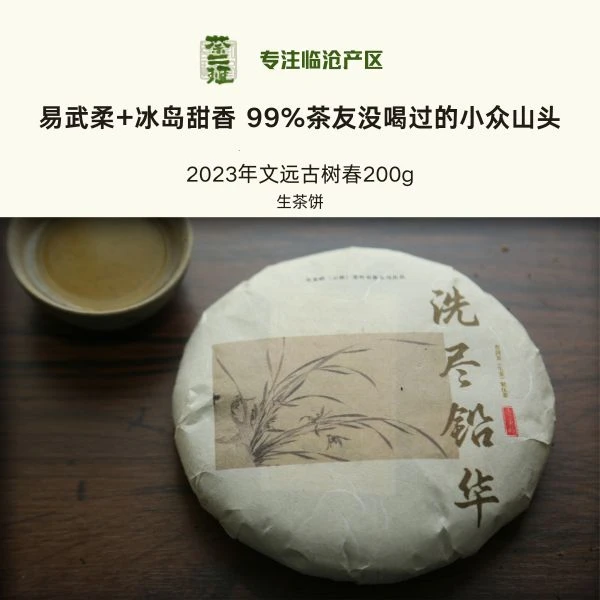 2023年【洗尽铅华·文远古树】 古树茶春茶 甜柔 普洱茶生茶饼200克