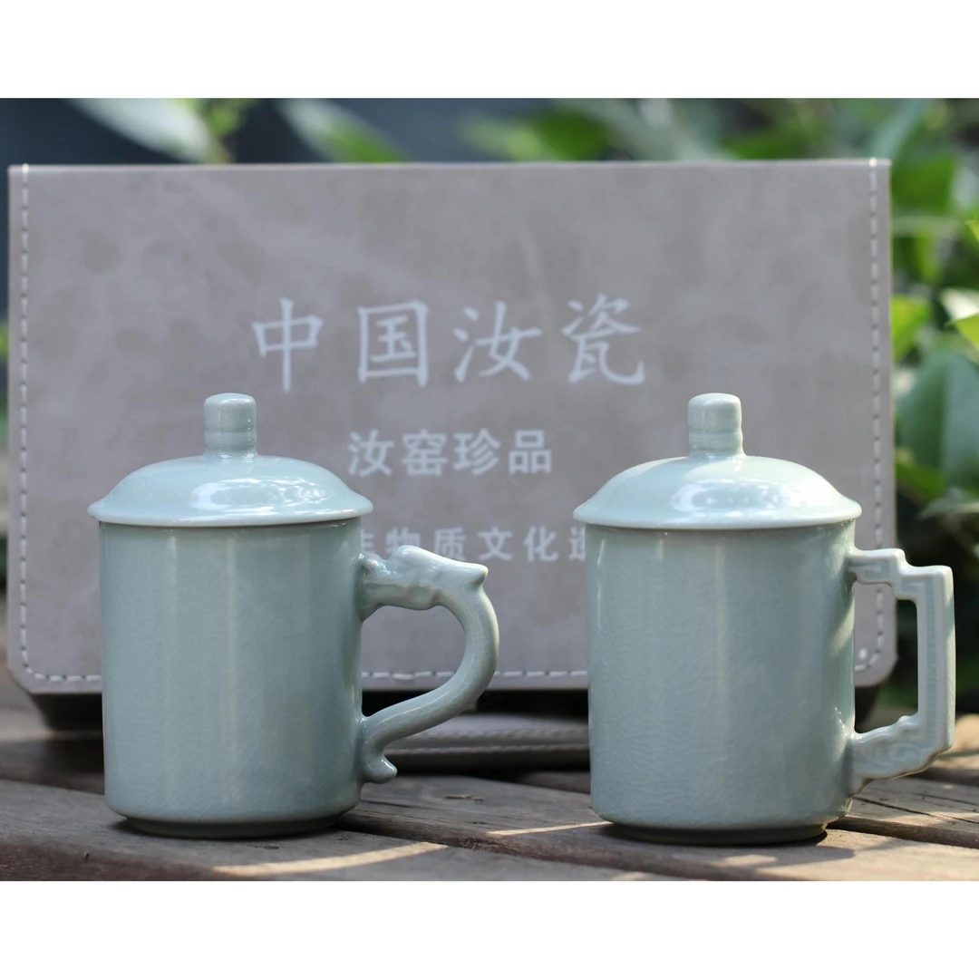 汝瓷龙凤对杯杯具茶具