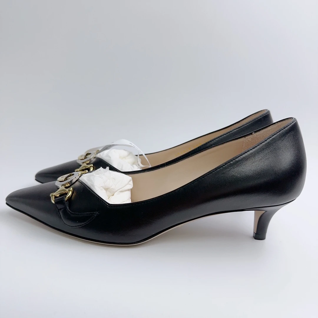 38.5码/全新/Gucci/古驰 黑色双G高跟鞋/ys00015