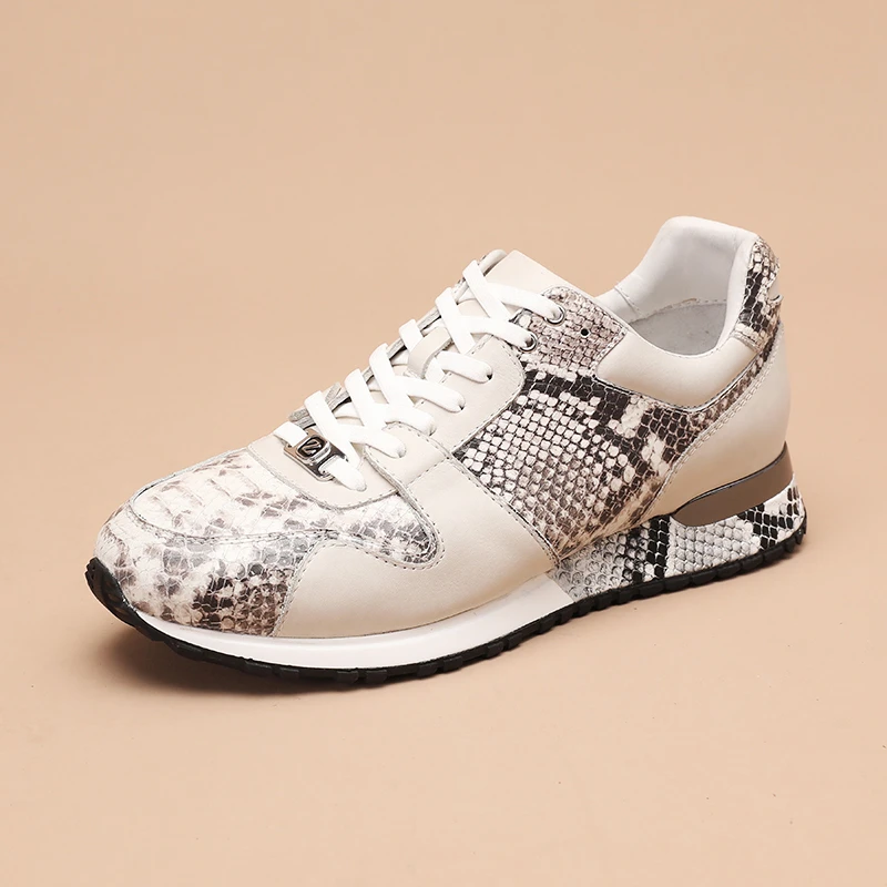 新款老爹鞋时尚休闲鞋男士潮流运动鞋真皮中国风潮男蟒蛇男鞋板鞋