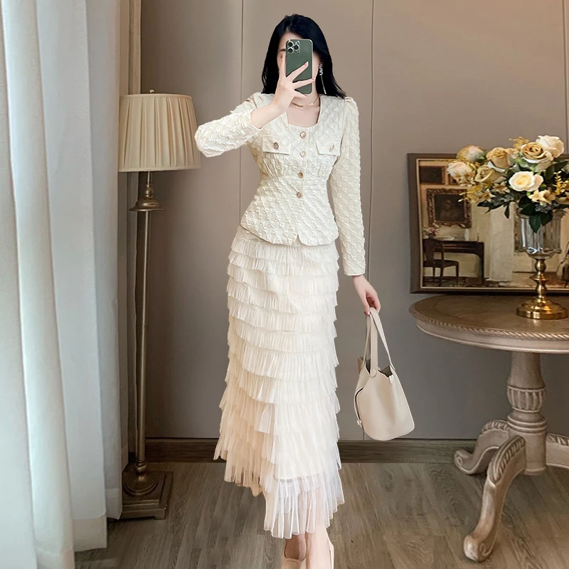 小香风套装裙秋冬2025新款气质收腰显瘦设计感小个子裙子两件套女