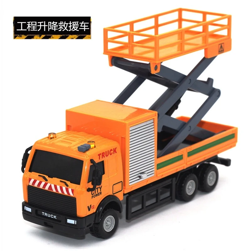 儿童合金回力工程维修路灯升降机救援车抢修车环卫车模型玩具