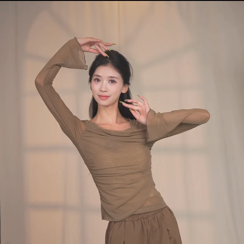 古典舞宽松显瘦飘逸喇叭袖上衣中国舞民族舞现代舞基础教师练功服