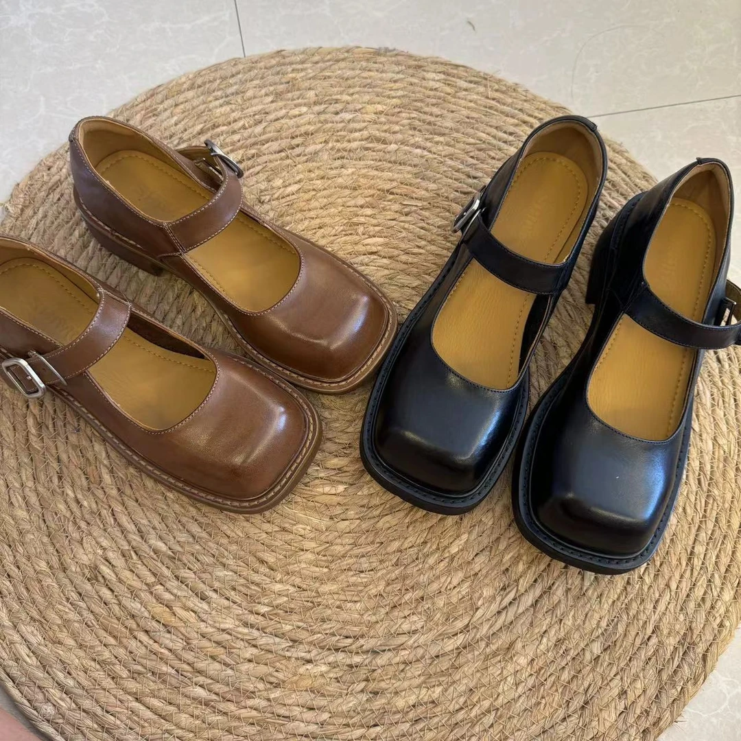 皮鞋单鞋百搭夏季复古玛丽珍鞋厚底鞋子