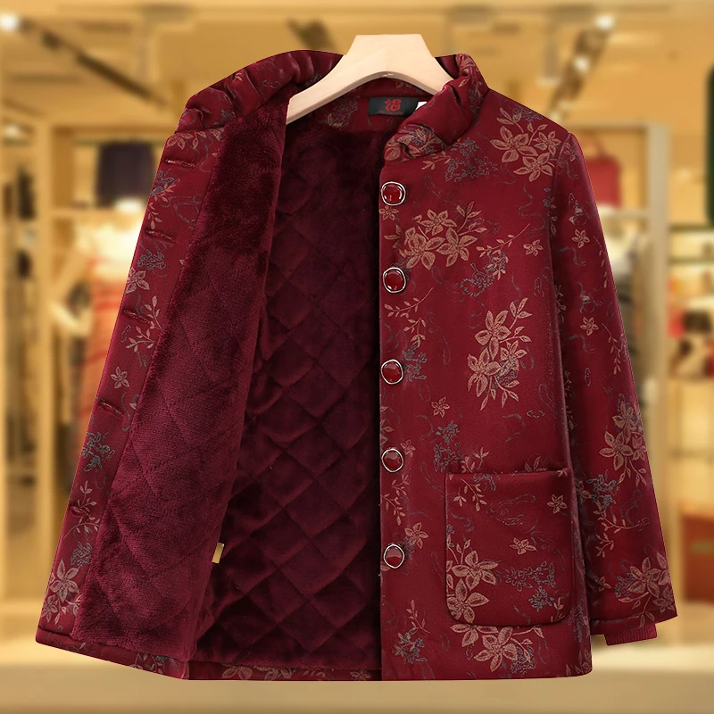 奶奶冬装棉衣加厚中老年人外套女妈妈冬季保暖棉袄60老太太中长款