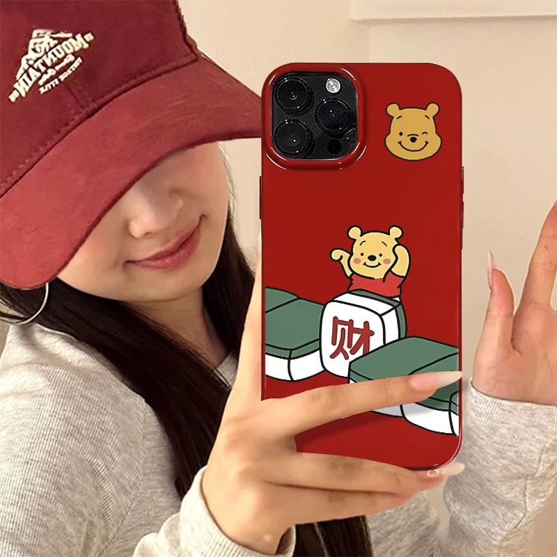 麻将黄熊iPhone15/14手机壳13新年软胶创意磨砂苹果11/xs/xr软壳
